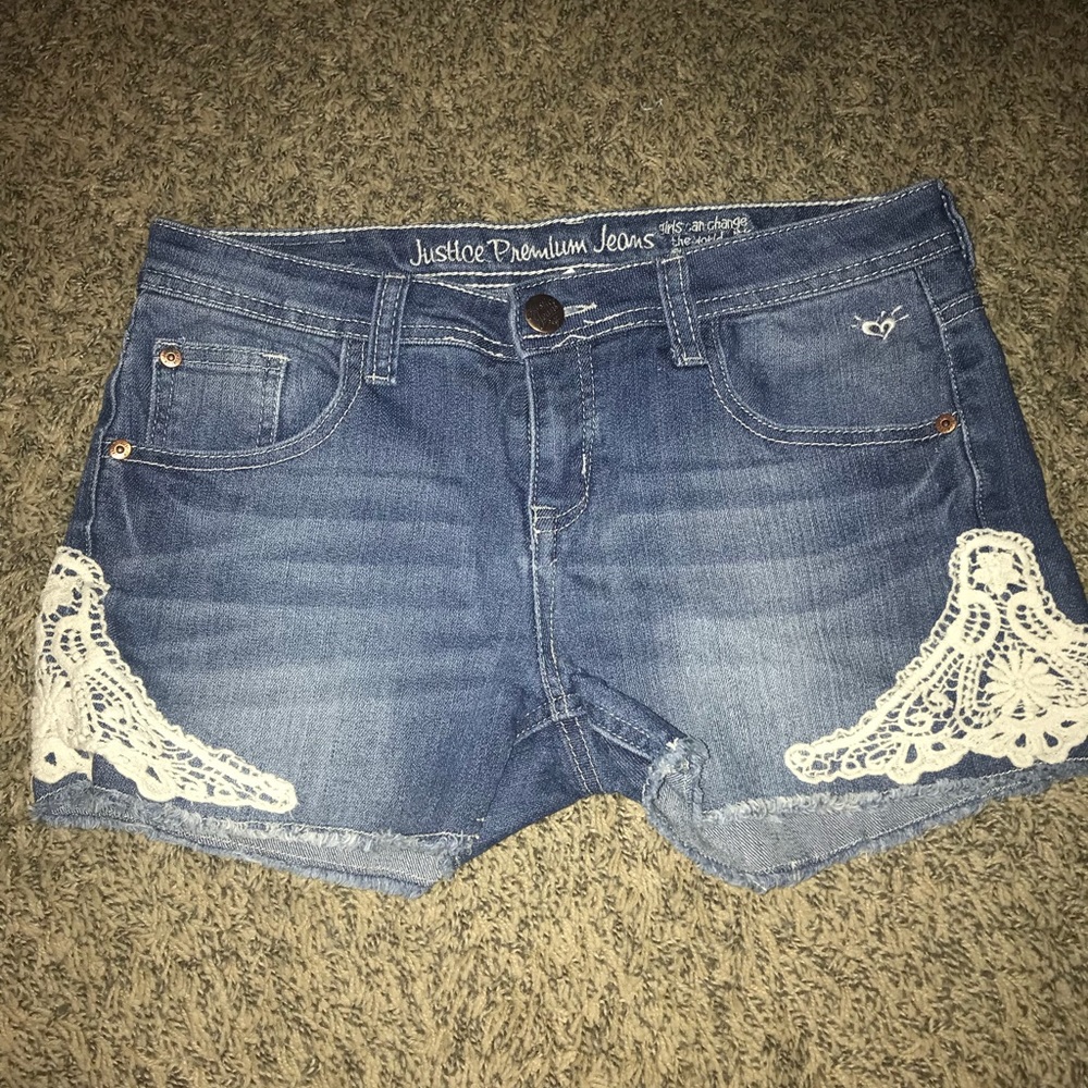Justice Denim shorts with lace detail